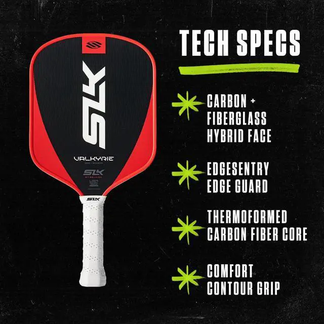 Alt view image 6 of 7 - SLK Valkyrie Pickleball Paddles | Widebody Beginner Paddles | A beginner-friendly pickleball racket built for all-court control and easy-to-use performance, with Fiberflex Fiberglass