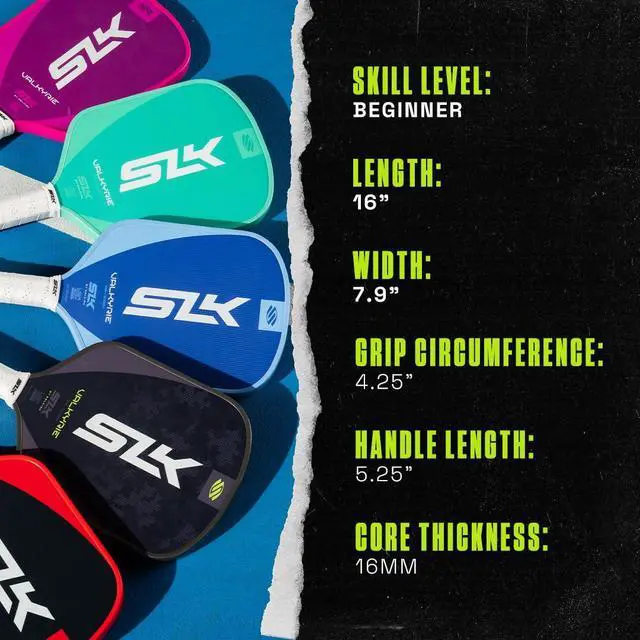Alt view image 4 of 7 - SLK Valkyrie Pickleball Paddles | Widebody Beginner Paddles | A beginner-friendly pickleball racket built for all-court control and easy-to-use performance, with Fiberflex Fiberglass