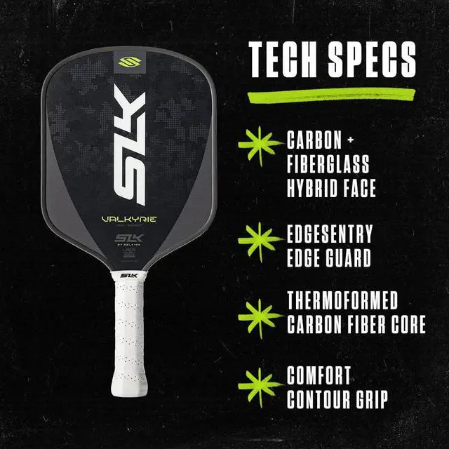 Alt view image 6 of 7 - SLK Valkyrie Pickleball Paddles | Widebody Beginner Paddles | A beginner-friendly pickleball racket built for all-court control and easy-to-use performance, with Fiberflex Fiberglass