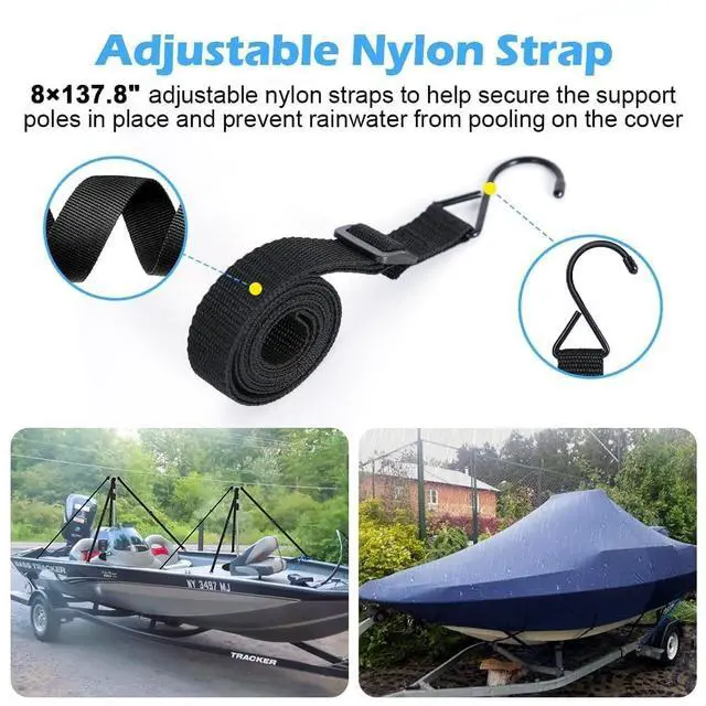 Alt view image 6 of 7 - Boat Cover Support Poles 2 Pack, Stainless Steel Pontoon Boat Cover Support Poles System Adjustable 30.7"-71", Heavy-Duty 3.75 lb Metal Base Boat Tarp Accessories for V Hull, Jon