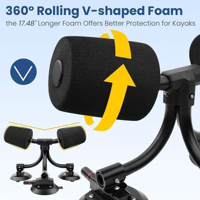 Alt view image 4 of 7 - TriGrip Kayak Load Roller,3 Suction Cups Kayak Roller Loader,Kayak Helpers -Pump Vacuum Type- Kayak Roof Roller Loader Load Assist Mount,Kayak Loader Lift Assist System for Car SUV,Kayak Accessories