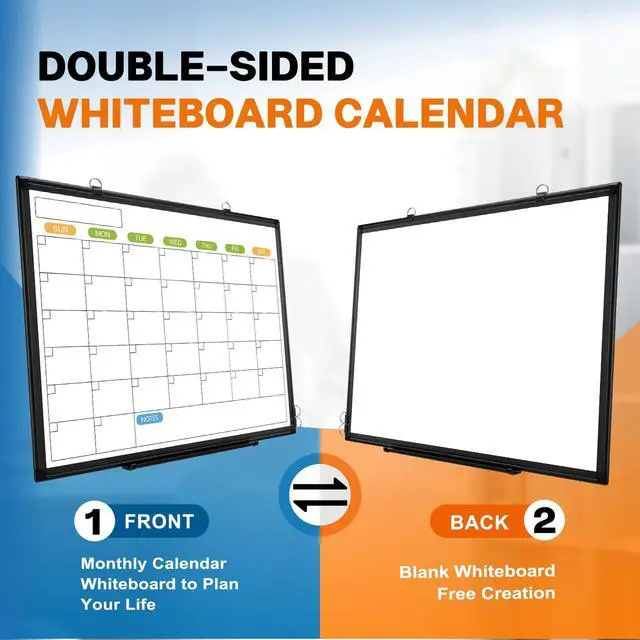 Alt view image 2 of 7 - White Board Calendar 36 x 24 Monthly Whiteboard Dry Erase Calendar | Double-Sided Magnetic Calendar, Wall Planning Board with Marker Kits for Home, School, Office