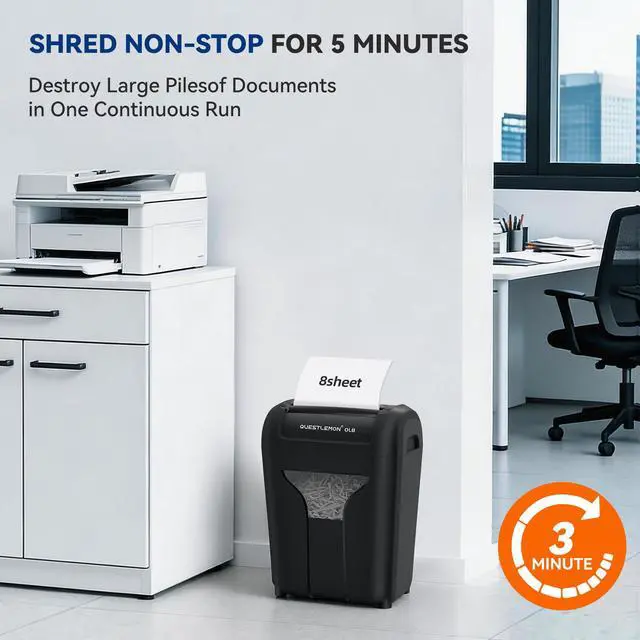 Alt view image 7 of 7 - 8-Sheet Paper Shredder for Home, Quiet Cross Cut Shredders, P-4 Ultra Security, 4 Gal Bin, Shred Quietly for Shred for Credit Card, Mail, Staples, <58 dB(OL8)