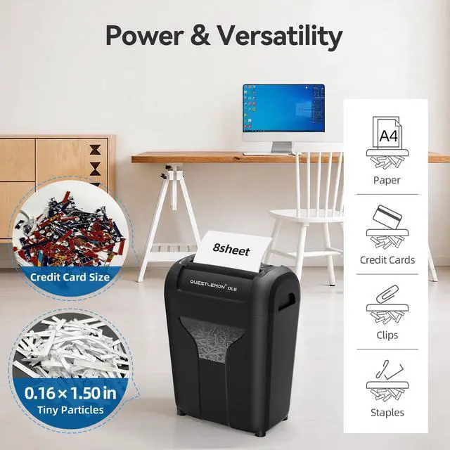Alt view image 4 of 7 - 8-Sheet Paper Shredder for Home, Quiet Cross Cut Shredders, P-4 Ultra Security, 4 Gal Bin, Shred Quietly for Shred for Credit Card, Mail, Staples, <58 dB(OL8)