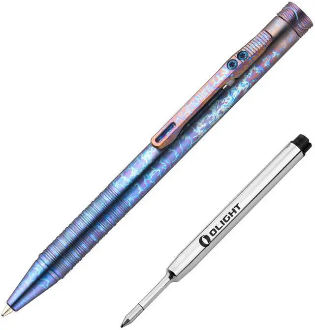 Main image of B1 Titanium Pen Lightning Strike Titanium, Ingenious Clip-Action Mechanism, Lightweight EDC Ballpoint Pen with 2 pcs Refill Ideal for Office, Working, Writing