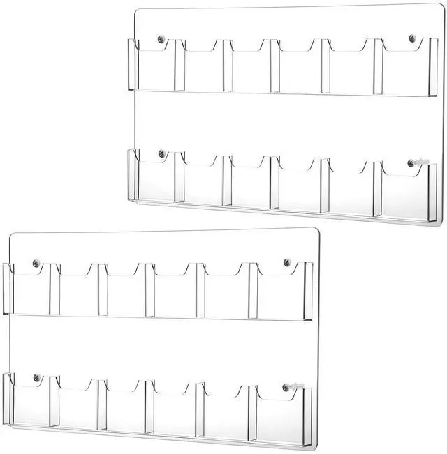 Main image of 2 Pack Acrylic Brochure Pamphlet Holder Wall Mount Clear Brochure Display Holder Plastic Trifold Flyer Rack Literature Storage Rack for Offices Waiting Room (12 Pockets, 25 x 15 Inch)