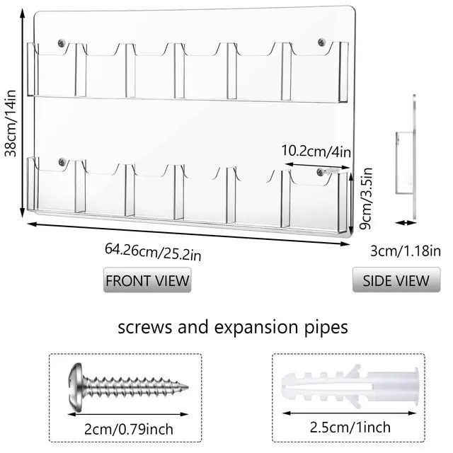 Alt view image 2 of 7 - 2 Pack Acrylic Brochure Pamphlet Holder Wall Mount Clear Brochure Display Holder Plastic Trifold Flyer Rack Literature Storage Rack for Offices Waiting Room (12 Pockets, 25 x 15 Inch)