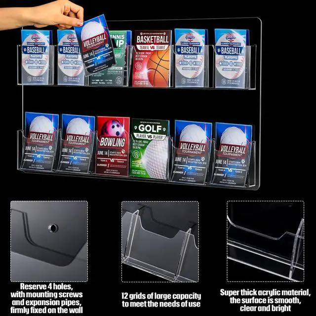 Alt view image 3 of 7 - 2 Pack Acrylic Brochure Pamphlet Holder Wall Mount Clear Brochure Display Holder Plastic Trifold Flyer Rack Literature Storage Rack for Offices Waiting Room (12 Pockets, 25 x 15 Inch)