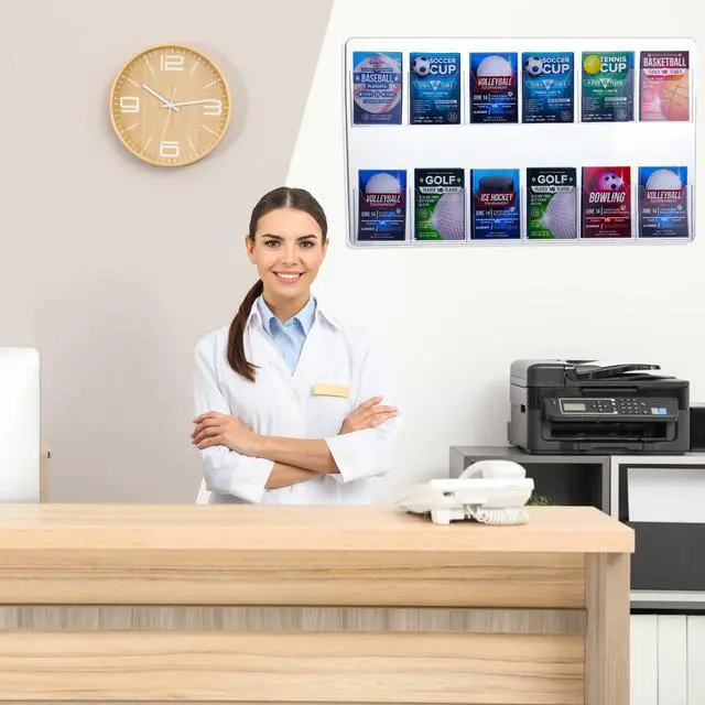 Alt view image 7 of 7 - 2 Pack Acrylic Brochure Pamphlet Holder Wall Mount Clear Brochure Display Holder Plastic Trifold Flyer Rack Literature Storage Rack for Offices Waiting Room (12 Pockets, 25 x 15 Inch)