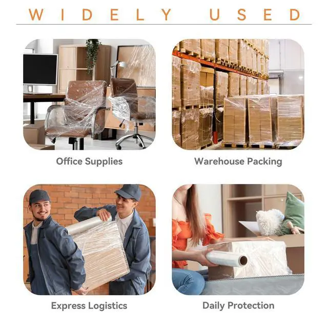 Alt view image 6 of 7 - Stretch Film Shrink Wrap Roll for Moving 18" x 1500', 4 Rolls | Industrial Plastic Saran Wrap Roll, 80 Gauge, 600% Stretch, For Moving, Packing, Pallets, Shipping & Furniture Protection