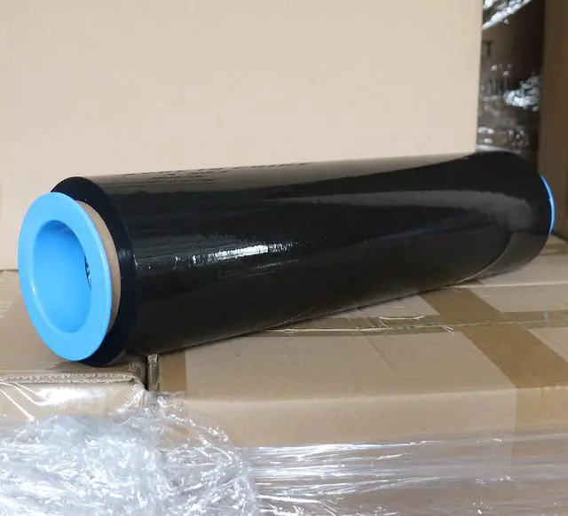 Alt view image 2 of 7 - Black Stretch Wrap Industrial Strength with Plastic Handle 18" x 1000 Feet 80 Gauge 4 Pack, Black Shrink Wrap, Self-Adhering Black Plastic Wrap for Shipping, Moving