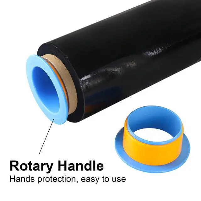 Alt view image 5 of 7 - Black Stretch Wrap Industrial Strength with Plastic Handle 18" x 1000 Feet 80 Gauge 4 Pack, Black Shrink Wrap, Self-Adhering Black Plastic Wrap for Shipping, Moving