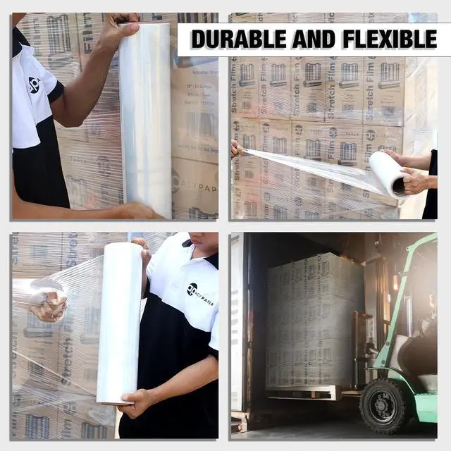 Alt view image 3 of 6 - 18" Stretch Film/Wrap 1200 feet 80 Gauge Industrial Strength, up to 800% Stretch 20 Microns Clear Cling Durable Adhering Packing Moving Packaging Heavy Duty Shrink Film (4 Rolls/Box)