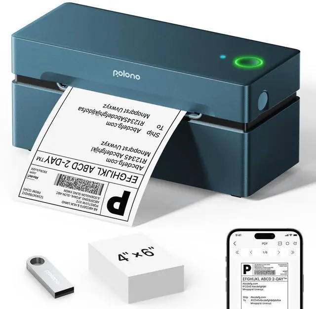 Main image of Bluetooth Thermal Shipping Label Printer, Wireless 4x6 Shipping Label Printer for Small Business, Support iOS, Android, Windows, Mac. Compatible with Amazon, Shopify, Etsy, USPS, Blue