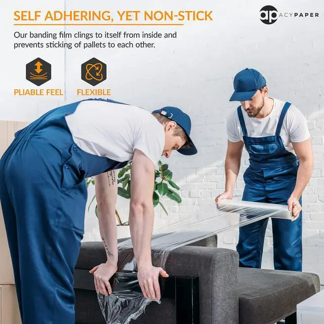 Alt view image 6 of 6 - 18" Stretch Film/Wrap 1200 feet 80 Gauge Industrial Strength, up to 800% Stretch 20 Microns Clear Cling Durable Adhering Packing Moving Packaging Heavy Duty Shrink Film (4 Rolls/Box)