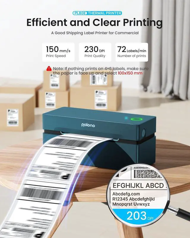 Alt view image 3 of 7 - Bluetooth Thermal Shipping Label Printer, Wireless 4x6 Shipping Label Printer for Small Business, Support iOS, Android, Windows, Mac. Compatible with Amazon, Shopify, Etsy, USPS, Blue