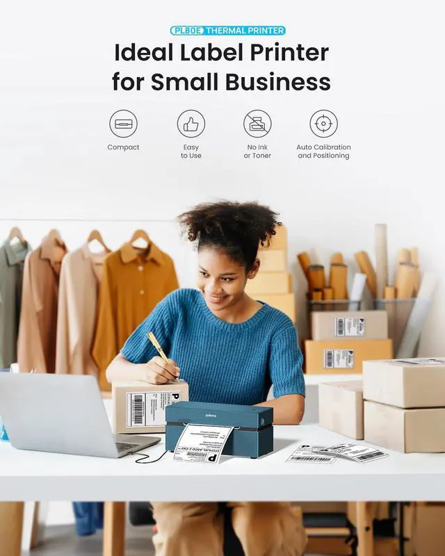 Alt view image 6 of 7 - Bluetooth Thermal Shipping Label Printer, Wireless 4x6 Shipping Label Printer for Small Business, Support iOS, Android, Windows, Mac. Compatible with Amazon, Shopify, Etsy, USPS, Blue
