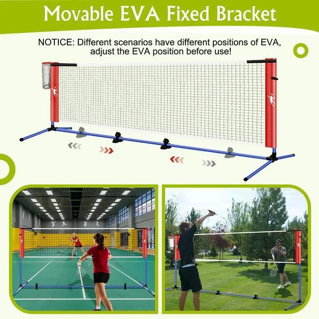 Alt view image 2 of 7 - Pickleball Badminton Net Set for Backyards, All-in-One Portable Volleyball Combo Set with Adjustable Net, Volleyball Pickleball Paddles & Badminton Rackets for Indoor Outdoor