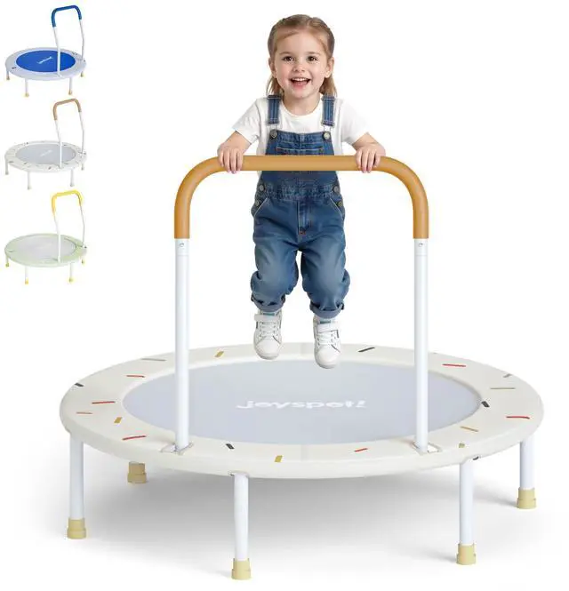 Main image of 36-Inch Toddler Trampoline with Foam Handle, 3FT Foldable Mini Rebounder | Indoor Outdoor for Kids Ages 3-6, Safe Elastic Band Design, Non-Slip Oxford Mat, Easy Assembly & Max Load 100 lbs