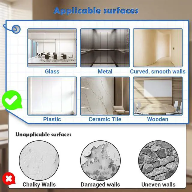 Alt view image 5 of 7 - White Board Dry Erase Paper, 72" x 48" Large Whiteboard Wallpaper, with 8 Markers, Stain-Proof & Super Sticky, No Ghost, 6' x 4' Peel and Stick Dry Erase Board Paper Roll for Wall/Home/Office