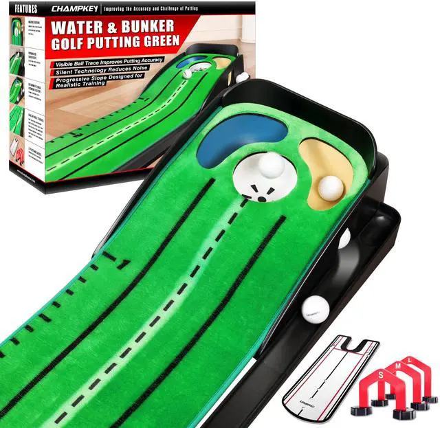 Main image of Professional Hazard Golf Putting Green Come with Golf Putting Gates and Putting Mirror - Progressive Slope Tech and Noise Reduction Tech Golf Putting Mat