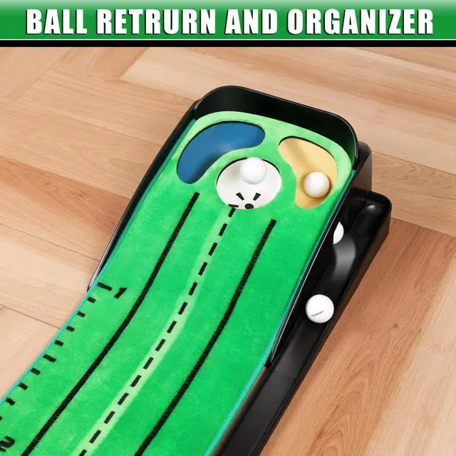 Alt view image 2 of 7 - Professional Hazard Golf Putting Green Come with Golf Putting Gates and Putting Mirror - Progressive Slope Tech and Noise Reduction Tech Golf Putting Mat