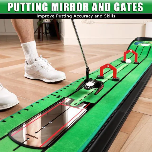 Alt view image 3 of 7 - Professional Hazard Golf Putting Green Come with Golf Putting Gates and Putting Mirror - Progressive Slope Tech and Noise Reduction Tech Golf Putting Mat