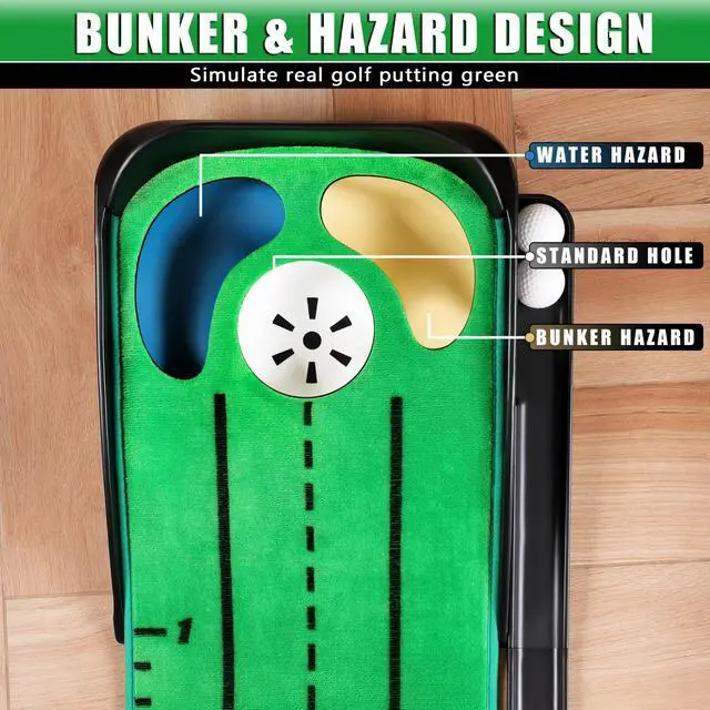 Alt view image 4 of 7 - Professional Hazard Golf Putting Green Come with Golf Putting Gates and Putting Mirror - Progressive Slope Tech and Noise Reduction Tech Golf Putting Mat