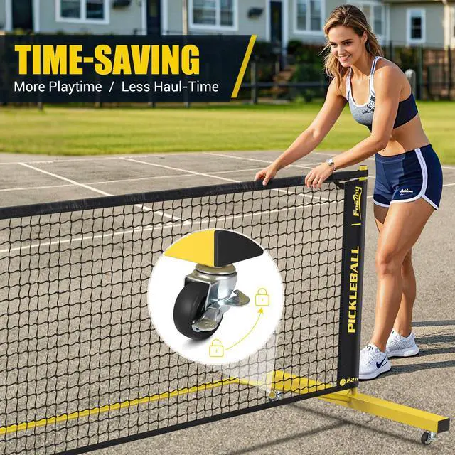 Alt view image 4 of 7 - Portable 3in1 Pickleball Net with Wheels Carry Bag- 3 Size Options | Pickleball Set Designed for All Weather Conditions, Steady Metal Frame & Take-Down for Practice & Games