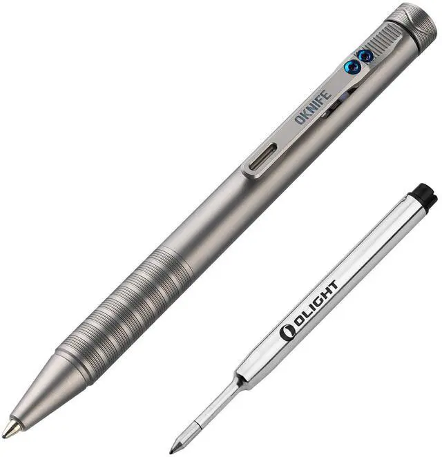 Main image of B1 Ti Titanium Pen with 2-in-1 Clip, 2 pcs Refills | Bolt Action EDC Pen with Built-in Spinning Top for Smooth Writing and Everyday Carry (Titanium)