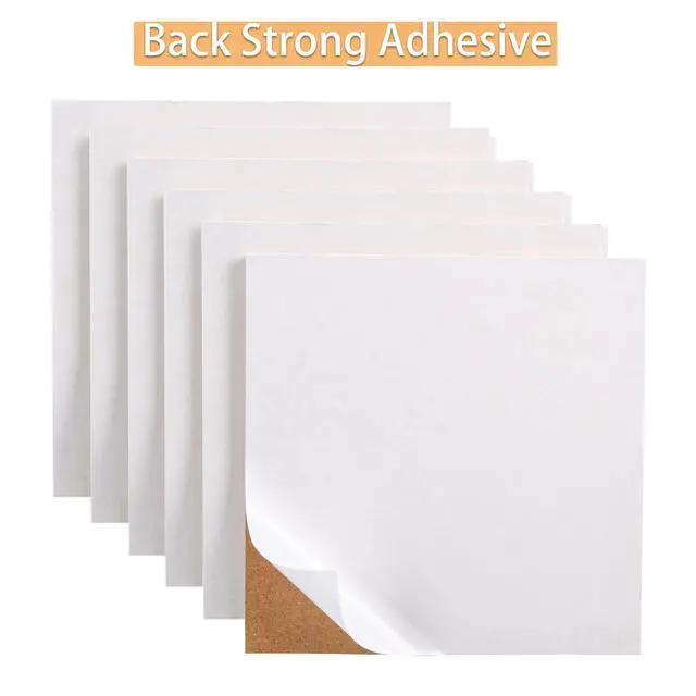 Alt view image 5 of 7 - Cork Board Tiles 12"x12" - 1/2 Inch Thick, 12 Pack | Self-Adhesive Square Bulletin Boards with 100 Push Pins for Photo Walls, Office Notes and Dorm Decor