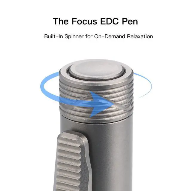 Alt view image 5 of 7 - B1 Ti Titanium Pen with 2-in-1 Clip, 2 pcs Refills | Bolt Action EDC Pen with Built-in Spinning Top for Smooth Writing and Everyday Carry (Titanium)