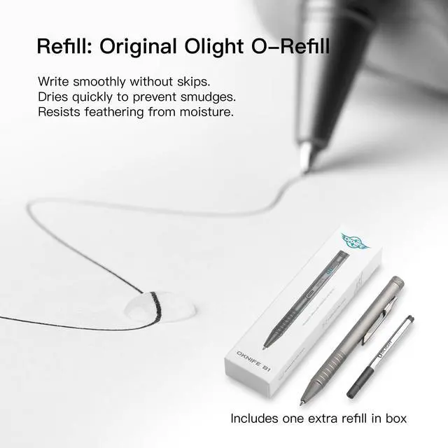 Alt view image 6 of 7 - B1 Ti Titanium Pen with 2-in-1 Clip, 2 pcs Refills | Bolt Action EDC Pen with Built-in Spinning Top for Smooth Writing and Everyday Carry (Titanium)