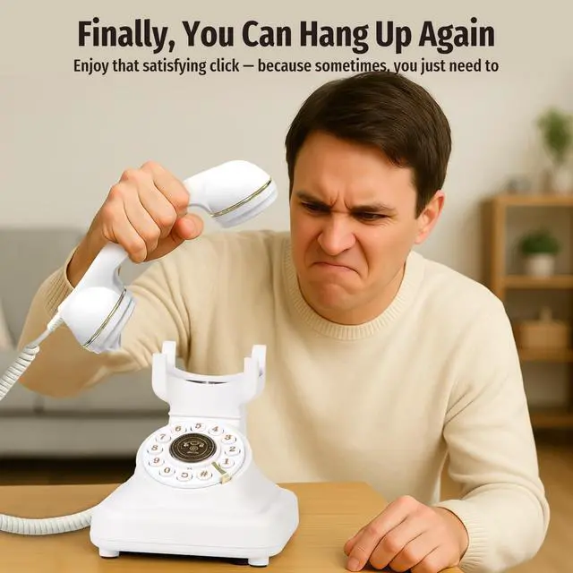Alt view image 3 of 7 - Bluetooth Retro Desk Phone with Handset & Speakerphone, Classic Bluetooth Landline Telephone, Bluetooth Home Phone with USB Rechargeable Power, Hands-Free Calling & Music Playback, White