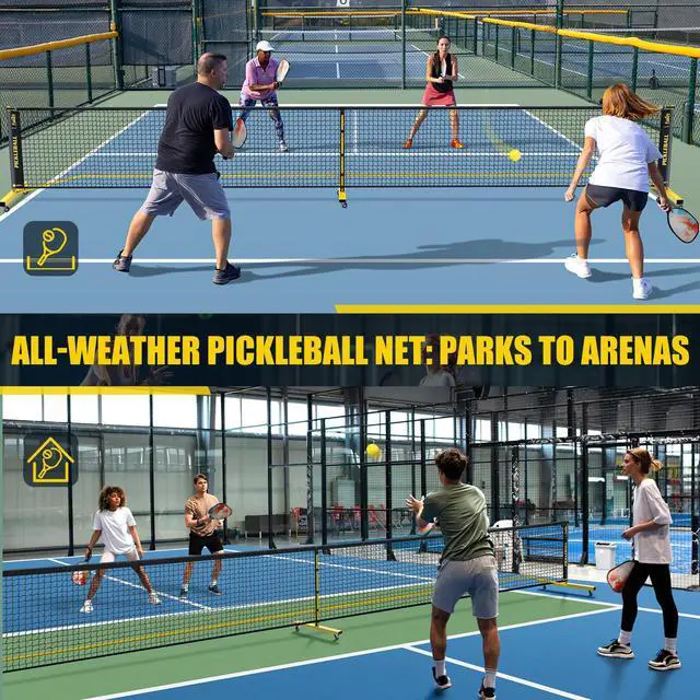 Alt view image 7 of 7 - Portable 3in1 Pickleball Net with Wheels Carry Bag- 3 Size Options | Pickleball Set Designed for All Weather Conditions, Steady Metal Frame & Take-Down for Practice & Games