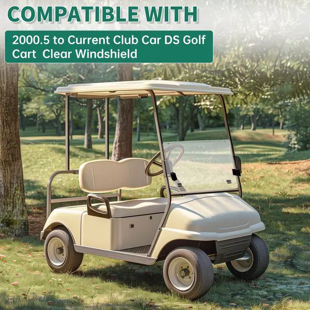 Alt view image 2 of 7 - Clear Windshield Compatible with 2000.5-UP Club Car DS Golf Cart Fold Down