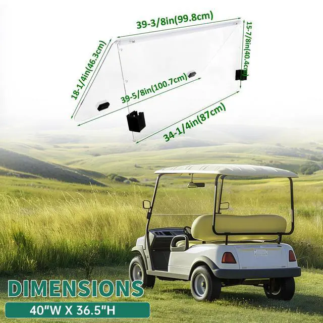 Alt view image 3 of 7 - Clear Windshield Compatible with 2000.5-UP Club Car DS Golf Cart Fold Down