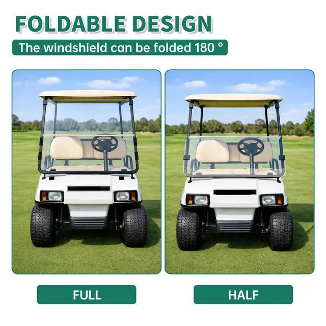 Alt view image 4 of 7 - Clear Windshield Compatible with 2000.5-UP Club Car DS Golf Cart Fold Down