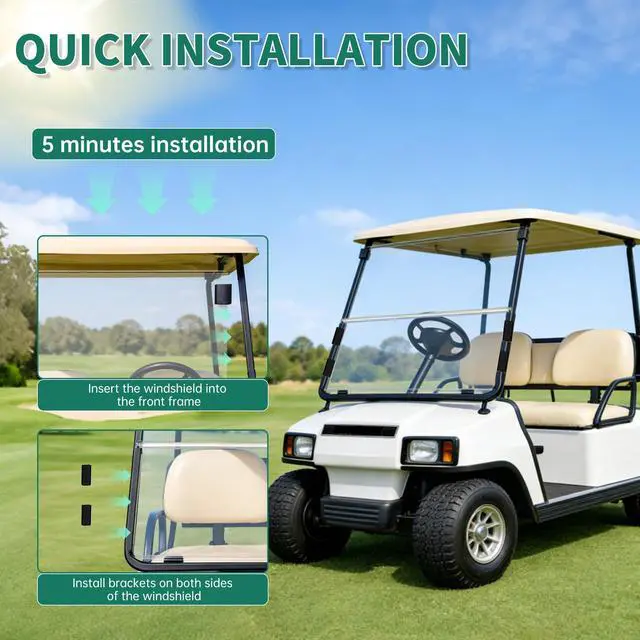 Alt view image 5 of 7 - Clear Windshield Compatible with 2000.5-UP Club Car DS Golf Cart Fold Down