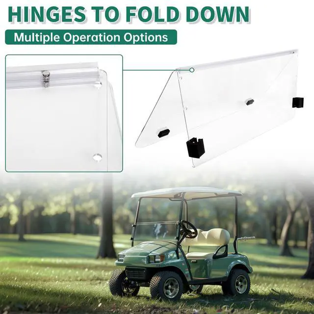 Alt view image 7 of 7 - Clear Windshield Compatible with 2000.5-UP Club Car DS Golf Cart Fold Down