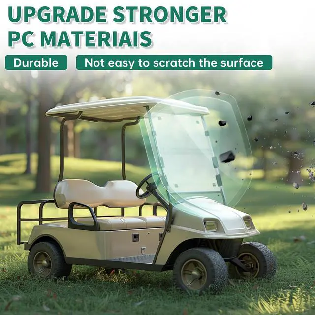Alt view image 6 of 7 - Clear Windshield Compatible with 2000.5-UP Club Car DS Golf Cart Fold Down