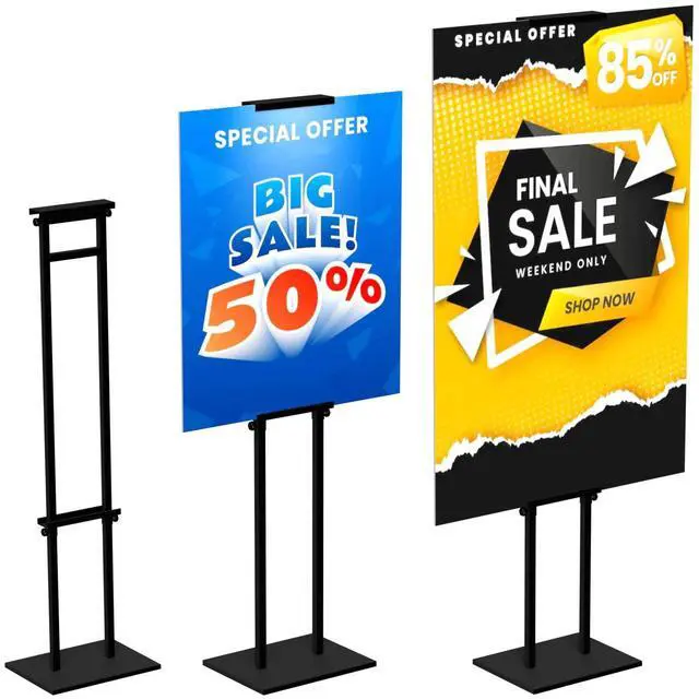 Main image of 2Pack Poster Stand for Display, Adjustable Floor Stand Sign Holder | Pedestal Sign Stand, Heavy Duty Banner Stand with Non-Slip Base, Height Up to 75 inch, Double-Sided for Board & Foam Sign