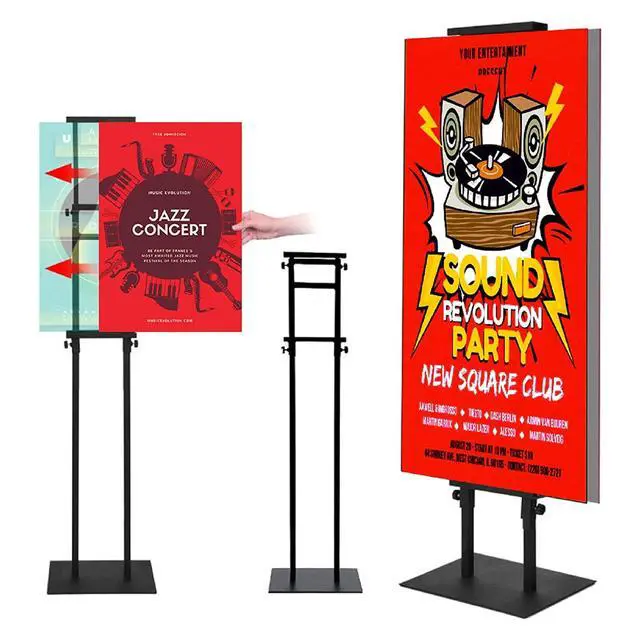 Alt view image 3 of 7 - 2Pack Poster Stand for Display, Adjustable Floor Stand Sign Holder | Pedestal Sign Stand, Heavy Duty Banner Stand with Non-Slip Base, Height Up to 75 inch, Double-Sided for Board & Foam Sign