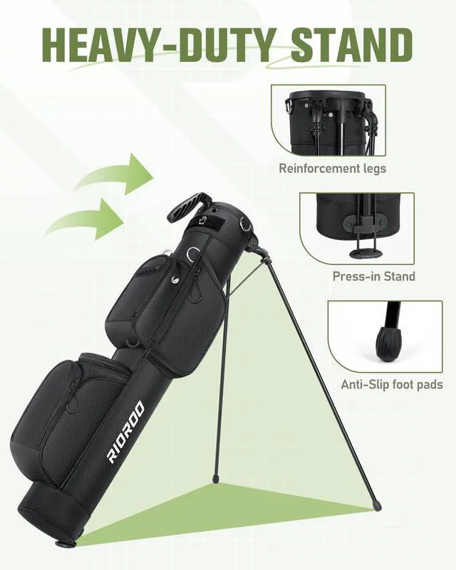 Alt view image 3 of 7 - Golf Stand Bag, 3 Way Lightweight Par 3 Golf Bag Dividers Fits Up to 9 Clubs, Easy to Carry Pitch n Putt Golf Bag for Driving Range and Executive Courses