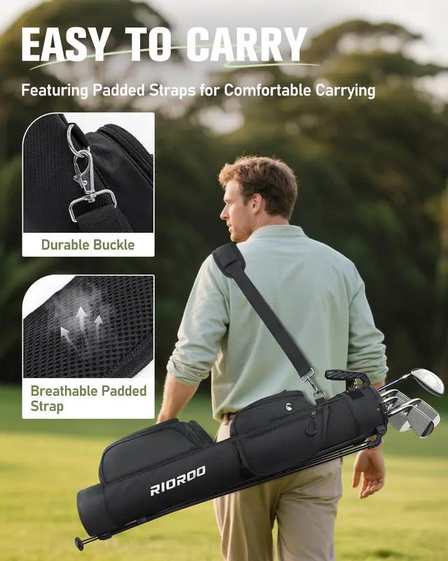 Alt view image 5 of 7 - Golf Stand Bag, 3 Way Lightweight Par 3 Golf Bag Dividers Fits Up to 9 Clubs, Easy to Carry Pitch n Putt Golf Bag for Driving Range and Executive Courses