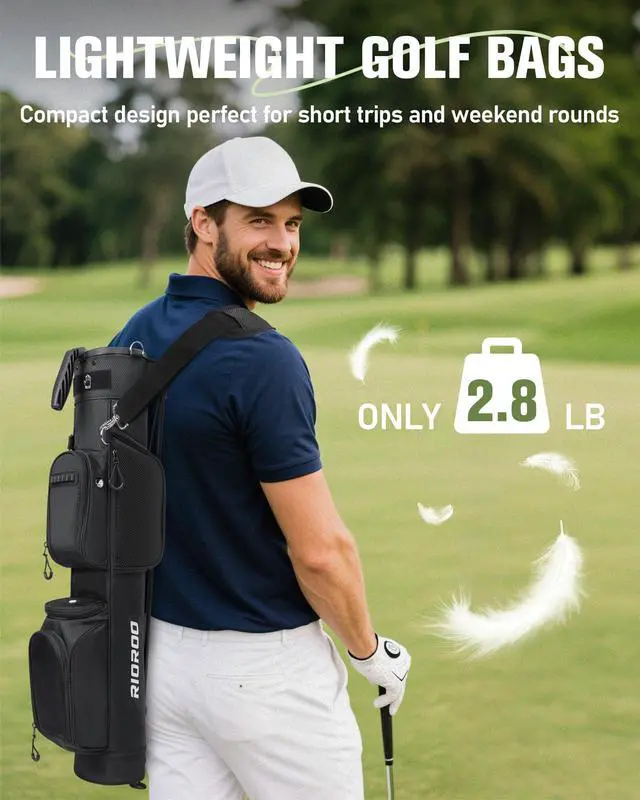 Alt view image 7 of 7 - Golf Stand Bag, 3 Way Lightweight Par 3 Golf Bag Dividers Fits Up to 9 Clubs, Easy to Carry Pitch n Putt Golf Bag for Driving Range and Executive Courses