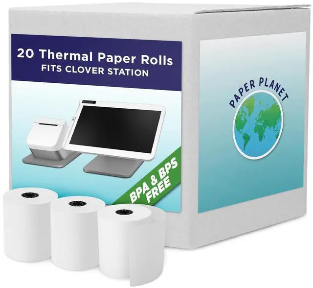 Main image of Phenol-Free Thermal Paper for Clover Station | 20 Rolls | Phenol-free, BPS & BPA free Credit Card Receipt Rolls, Compatible with Clover Station, Fits C500 C501 C503 C100 P100