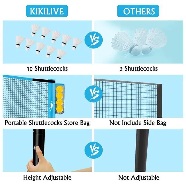 Alt view image 4 of 7 - Pickleball Badminton Net Set for Backyards, All-in-One Portable Volleyball Combo Set with Adjustable Net, Volleyball Pickleball Paddles & Badminton Rackets for Indoor Outdoor