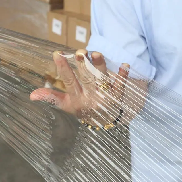 Alt view image 7 of 7 - Clear Stretch Wrap Roll with Plastic Handle 18" x 1000 Feet 80 Gauge 4 Pack, Shrink Wrap Heavy Duty, Self-Adhering Plastic Wrap for Shipping, Moving