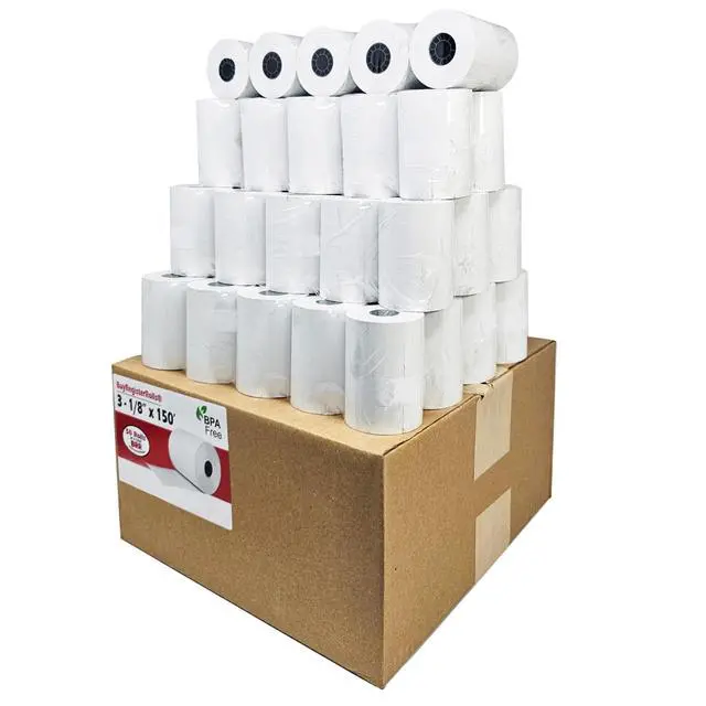 Alt view image 2 of 3 - (50 Rolls) 3 1/8 x 150 Thermal Paper Receipt Rolls fits all Clover 55 GSM POS Cash Register Printers SCP700 TSP100 TSP300 TSP400 TSP500 from